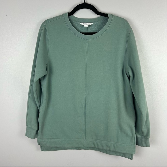 Athleta Retroplush Crewneck Green Sweatshirt Size Medium - Picture 2 of 11